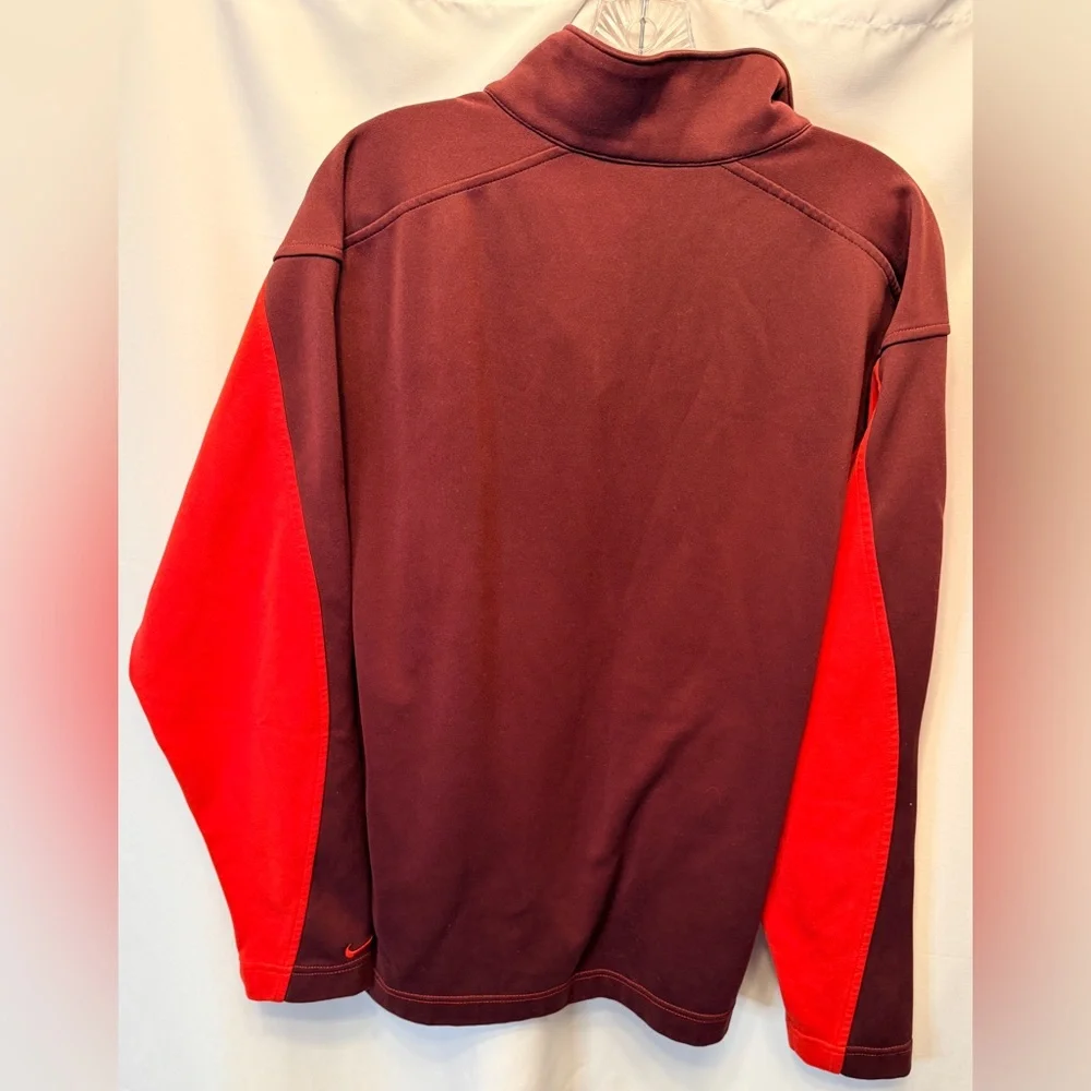 Nike‎ Men’s Large Dri Fit 1/4 Zip Fleece Mock Neck Pullover Red Orange Burgundy